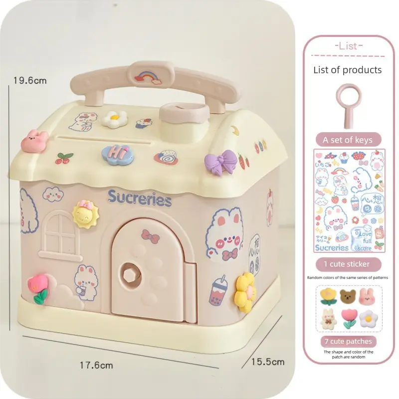 DIY Mushroom House Piggy Bank Set for Boys/Girls - Unbreakable Coin Saving Box, Room Decor Ornament, Kindergarten Gift with 7 Random Color Patches & 1 Sticker (Toys & Hobbies, Classic & Novelty Toys, Pretend Play)