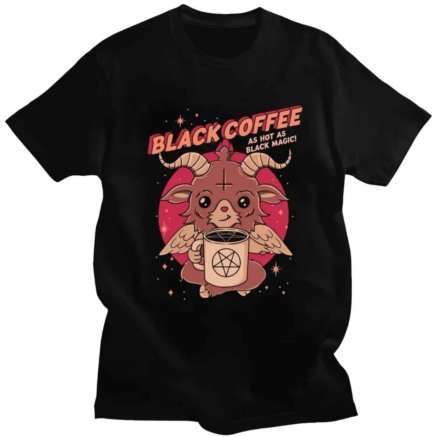 Unisex Funny Baphomet Satanic Goat Graphic T-Shirt – Harajuku Cartoon Lucifer Demon Short Sleeve Tee for Men and Women