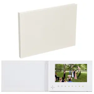 EclatView Books – Blank Beige Linen Video Greeting Card, 7-Inch HD Screen, 4GB Storage, Independent Gift Box Packaging, Perfect for Weddings, Anniversaries, and Special Occasions