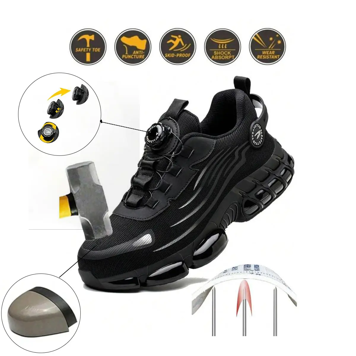 safetrek Steel Toe Shoes for Men Women Composite Toe Work Sneakers Indestructible Safety Tennis Shoes Lightweight Breathable Construction Sneakers Pun