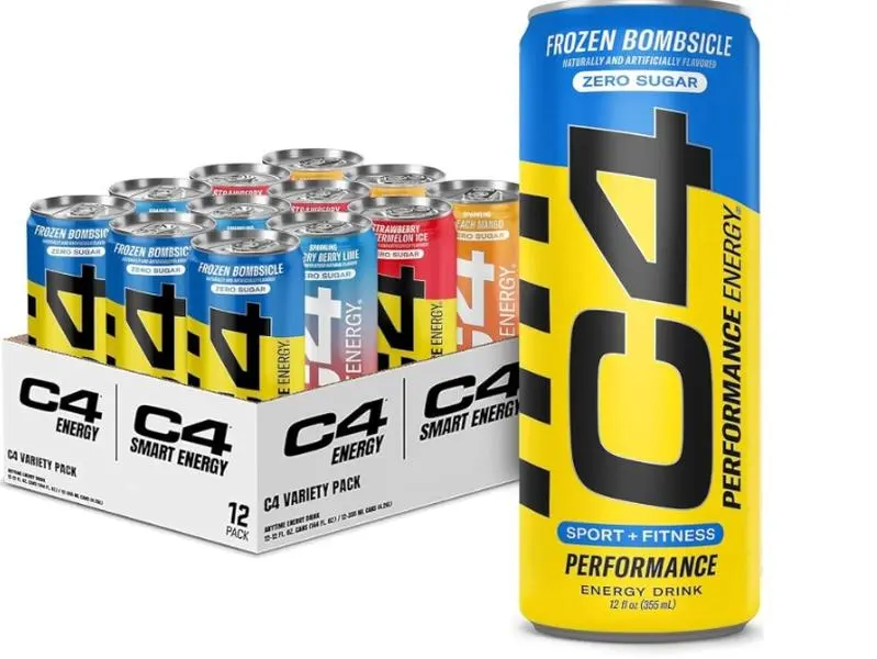 C4 Performance & Smart Energy Drink Official Variety Pack | Zero Sugar Carbonated Preworkout Energy | 150+200mg Caffeine with Beta Alanine | 4 Flavors | 12 Fl Oz (12 Pack)
