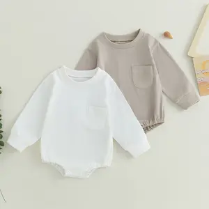 Baby Sweatshirt Romper Onesie Newborn Girl Boy Bubble Romper Infant Crewneck Oversized Sweater Bodysuit Clothes Outfits