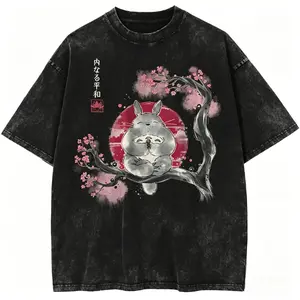 valentine shirts My Neighbor Totoro Studio Ghibli Anime Streetwear Vintage Graphic Tee Size S- 3XL, Menswear Top, Womenswear Top Underwear Streetwear Tshirt Round Neck