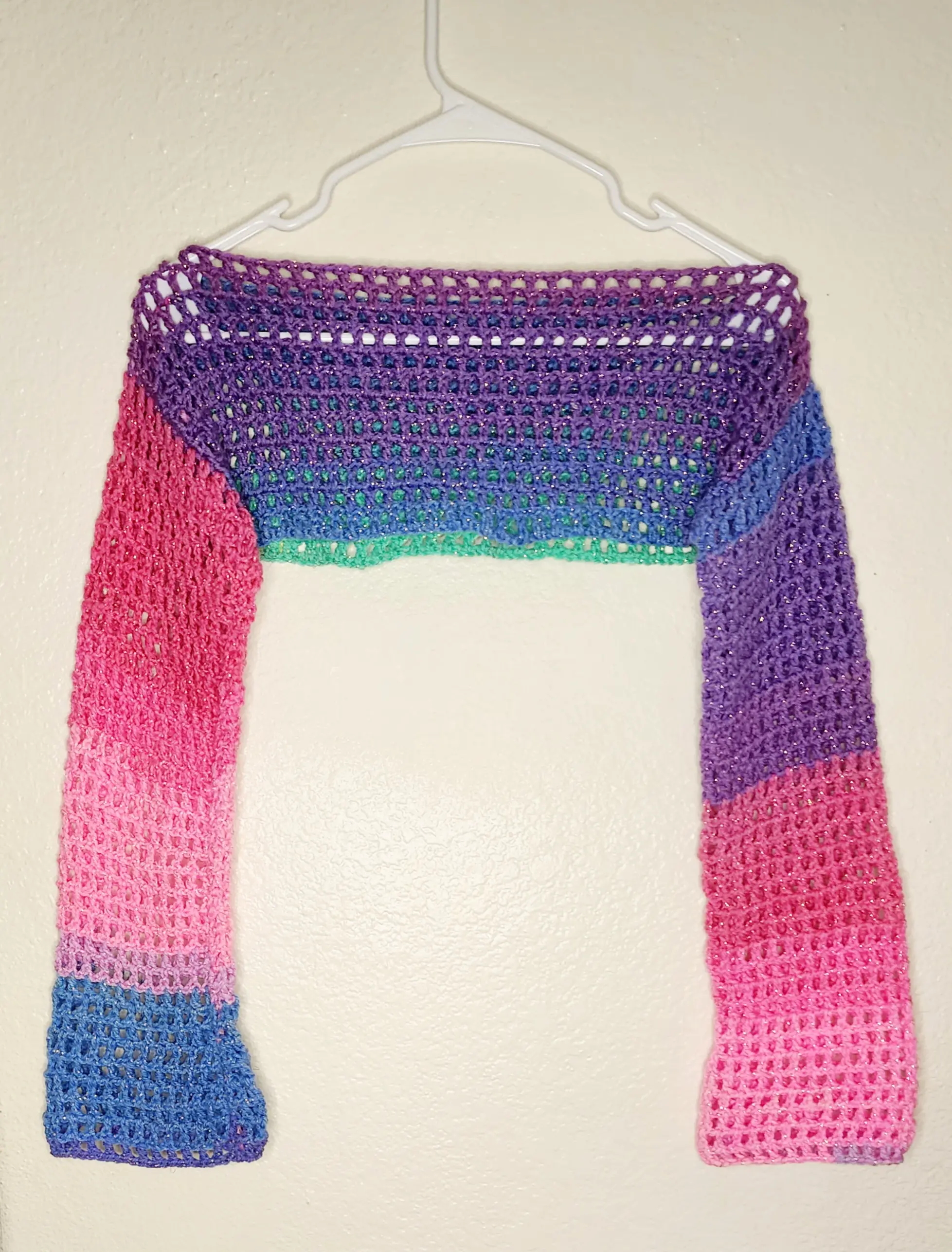 Variegated Sparkle Crochet Shrug - Festival, Concert, Beach