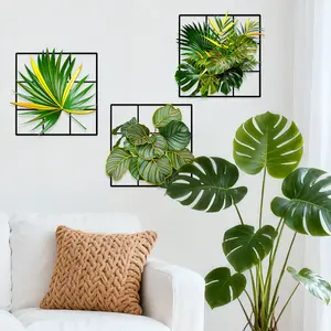 A set (30*90cm*2pcs) of new gold stamping process gold-edged tropical leaf spring and summer wall stickers, suitable for living room and bedroom decoration background art, Decoration Items, TJ16519