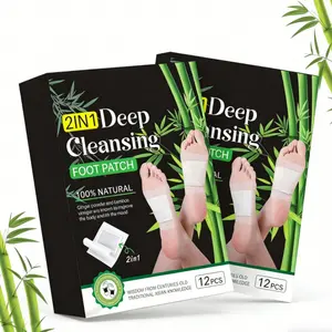 Deep cleaning foot patch, 12 Pcs Natural Bamboo Vinegar Ginger Powder Foot Pad for Foot Care, Deep Cleansing Foot Pads