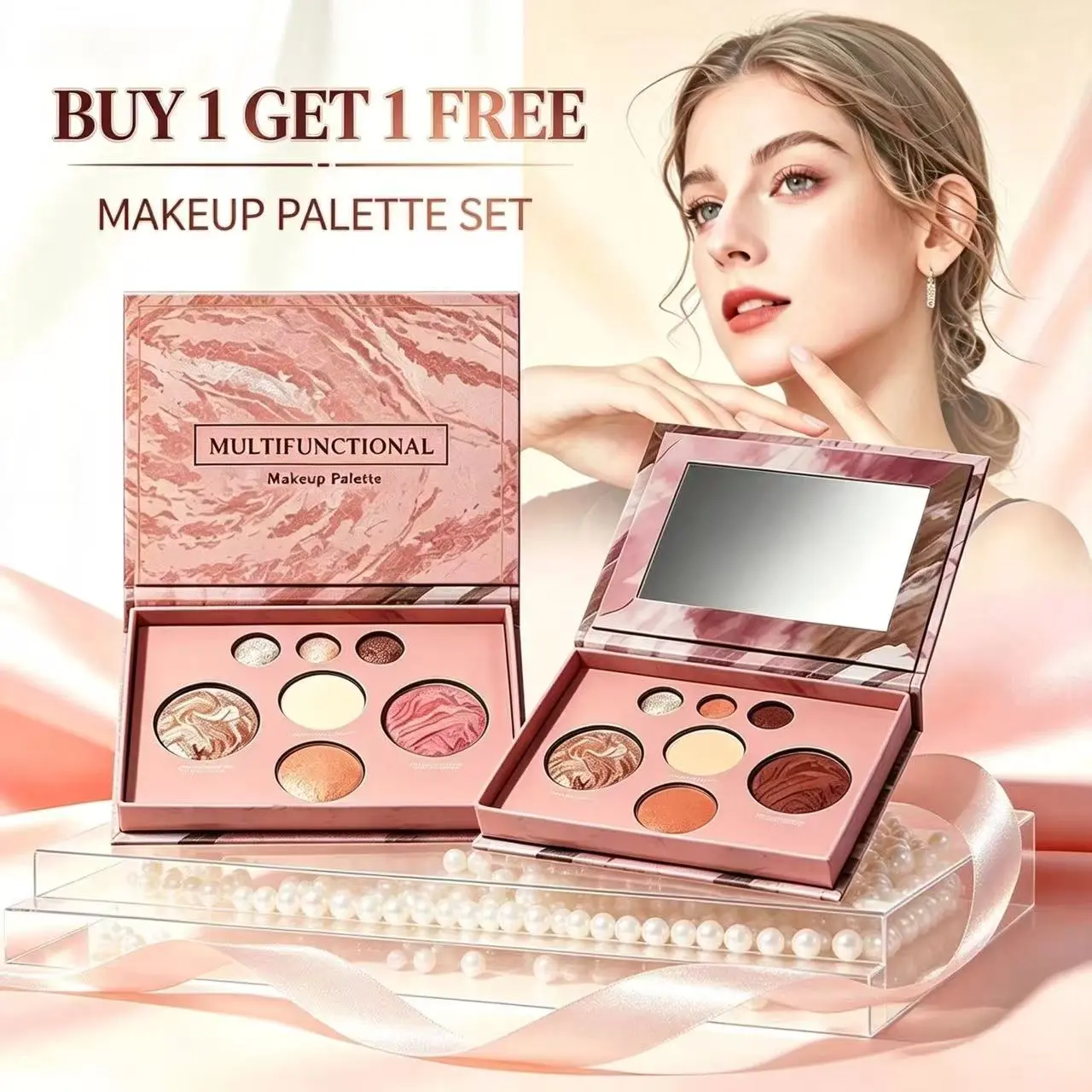【Buy 1 Get 1 Free】7-Color Multifunctional Contour Eyeshadow & Blush Palette, Intense Color Combo Makeup Set for Eyes & Cheeks, Ideal for Dates, Daily Use