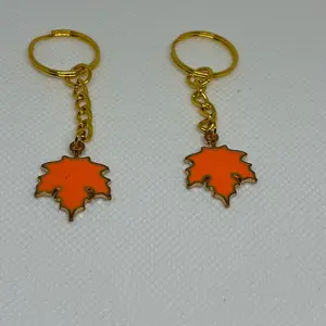 Orange Maple Leaf Keychain