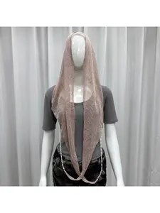Pearl chain bright silk hooded scarf summer breathable sun protection veil