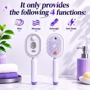 Electric Spray Air Cushion Massage Comb, Self-Cleaning Anti-Tangle Hair Brush, Anti-Static Volumizing Scalp Massage Brush for Dry Frizzy Hair Care, No Essential Oil Included