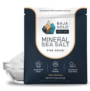 Baja Gold Mineral Sea Salt Co. Fine Grind - 5 lb Resealable Bag - 1500+ Servings - Pure Authentic Cooking & Baking Salt - Exceptional Flavor & Trace Minerals - US Origin