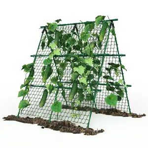 Garvee Trellis for Climbing Plants Outdoor, 47"x47" Cucumber Trellis for Garden & Raised Bed, Standing Metal Plant Support with Climbing Net for Vines
