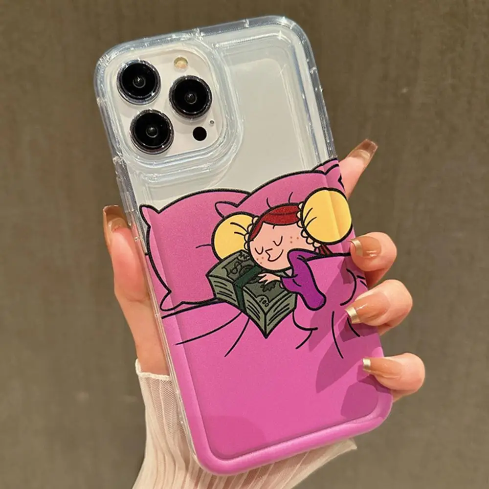 Cartoon Girl Pattern Phone Case, Anti-drop Clear Phone Cases, Decorative Phone Protector Cover Compatible with iPhone 11 12 13 14 15 Pro Max, Unique P
