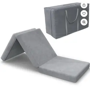 Tri Folding Mattress Foam Topper 4" Thickness Floor Cot Mattress, Guset Bed with Removable&Machine Washable Cover and Lining, 25 x 75 Inch