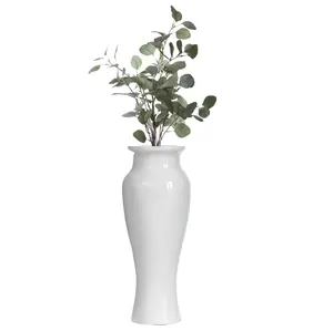Uniquewise QI004086 24.5 x 10 x 10 in. Modern Dining Trumpet Floor Vase for Entryway & Living Room, White - Medium