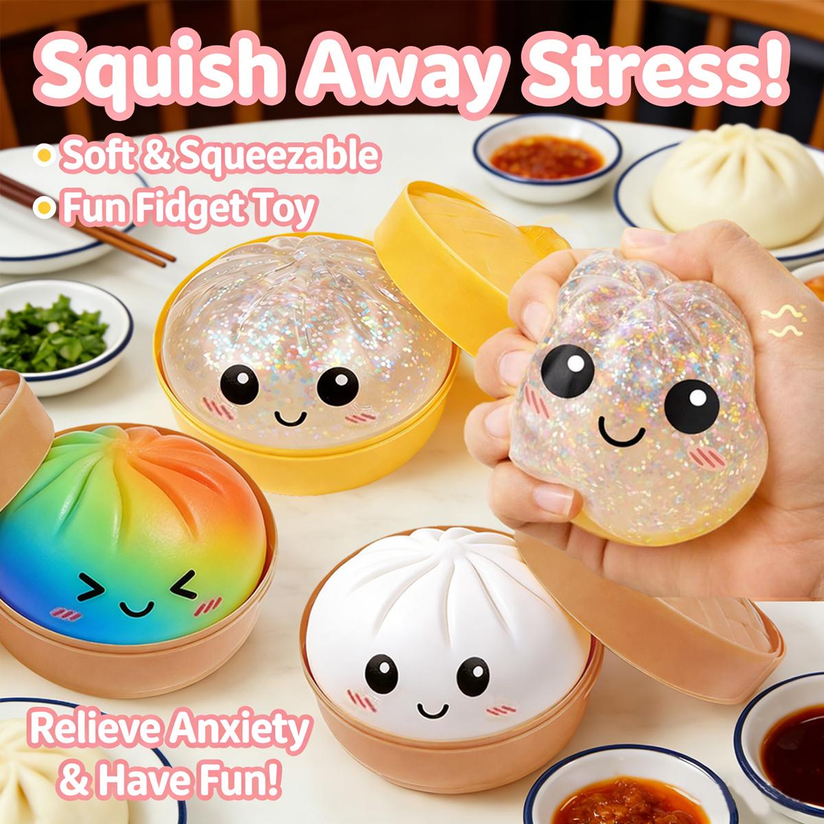 Dumpling Squishy Packs Cute glitter dumpling squishies in a mystery box! Perfect stress relief fidget toys with fun surprises inside. Sparkly, squishy, and adorable great for anxiety relief and sensory play! Dumpling Squishy Packs Cute glitter dumpling squishies in a mystery box! Perfect stress relief fidget toys with fun surprises inside. Sparkly, squishy, and adorable great for anxiety relief and sensory play!