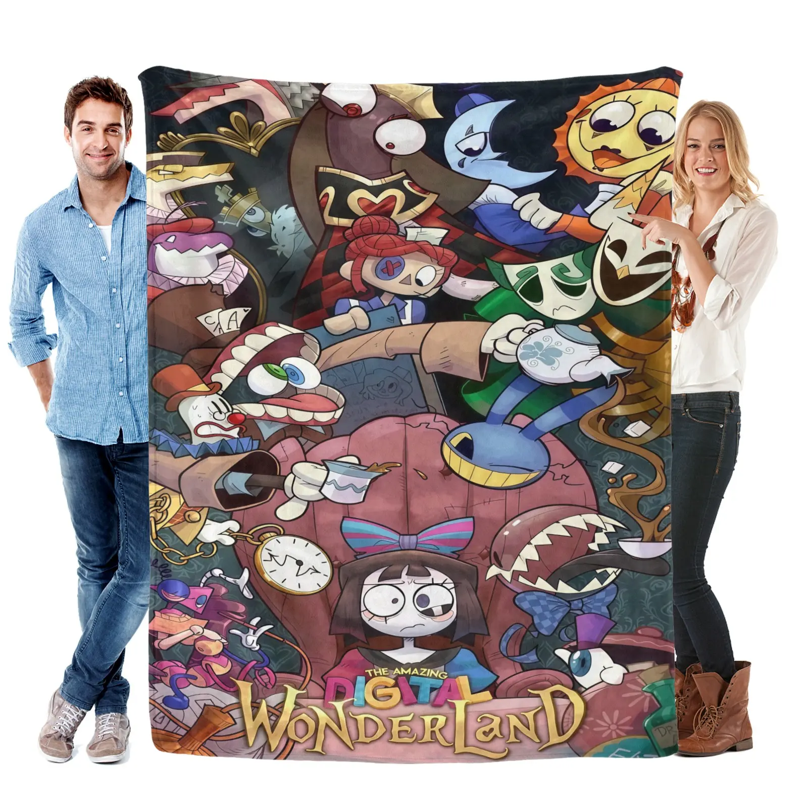 The Amazing Digital Circus Cartoon Flannel Blanket - Premium Flannel Material Soft Cozy Warm Throw for Sofa Travel Bed Linings Birthday Mother's Day Valentine's Day Christmas Gift Throwblanket