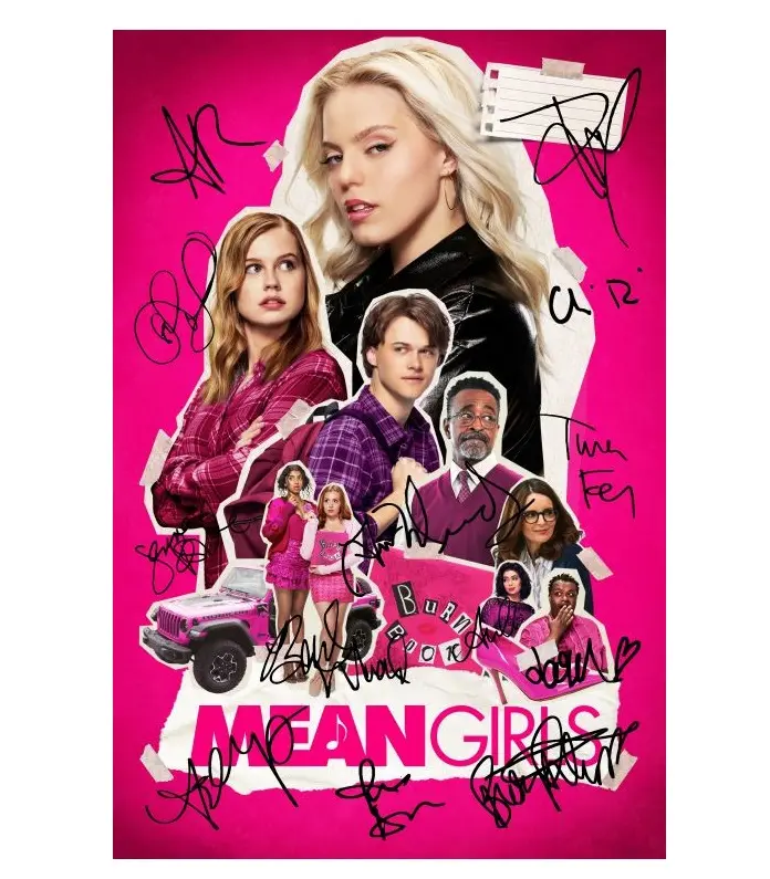Mean Girls movie Reproduction/Reprint Signed Autograph Autographed Photo - Angourie Rice, Reneé Rapp, Auli'i Cravalho, Jaquel Spivey, Bebe Wood, Jenna Fischer, Christopher Briney, Busy Philipps, Tina Fey, Tim Meadows, Jon Hamm, Ashley Park, Lindsay Lohan