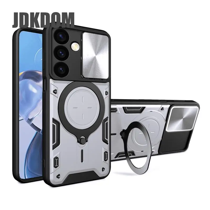 Fin JDKDOM Shockproof Magnetic Stand Case For Samsung Galaxy S26 S25 Edge S24 S23 FE Plus Note 20 Ultra A56 A36 A26 A16 A06 Cover