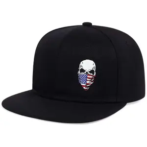 2026 Unisex American Flag Skull Embroidered Hip-Hop Hat Outdoor Sports Adjustable Sun Protection Casual Hat for Spring and Autumn Travel, Tourism, Beach Vacation