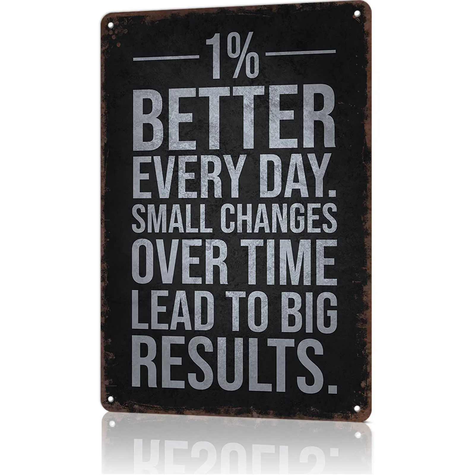 8x12 in Aluminum Metal Sign - "1% Better Every Day Small Changes Lead To Big Results" Inspirational Aluminum-Based Home Decor for Gym, Office - Retro Tin Gift for Fitness Enthusiasts, Aluminum-Based Home Signs