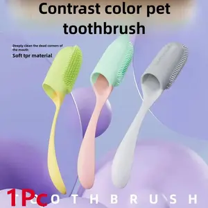 Dog Toothbrush, Pet Cleaning Toothbrush, Food Grade Silicone Dog Toothbrush, Oral Care for Dogs and Cats, Veterinary Recommended