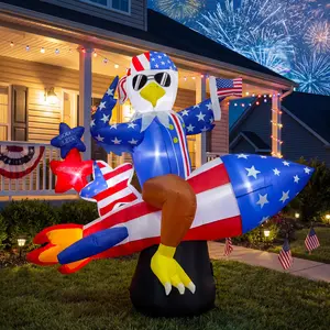 6FT Patriotic American Eagle Inflatable with Rocket & Stars LED Lights – 4th of July Independence Day Blow Up Yard Decoration for Outdoor Indoor Home Lawn Décor 2026