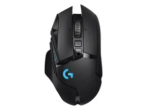 Logitech G502 Lightspeed Wireless Gaming Mouse with Hero 25K Sensor, PowerPlay Compatible, Tunable Weights and Lightsync RGB - Black