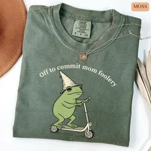 Mama Frog Shirt Off To Commit Mom Foolery, Funny Frog Scooter Tee, Comfort Colors Mom Life Shirt, Pregnancy Announcement Gift