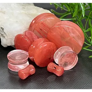 PAIR of Stunning Fresh Coral Style Double Flare Glass Plugs - Gauge 2g (6mm) thru 1&1/8" (28mm)