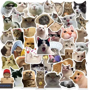 50 Pcs Cat Stickers,Funny Cat Meme,Waterproof Vinyl Stickers for Laptop Phone Guitar Water Bottles Luggage