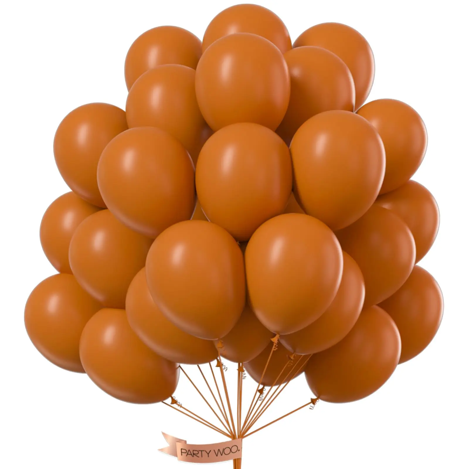 PartyWoo Thick 12 In Round Latex Balloons, 100-Piece Terracotta Rust Peppy Fall Boho Balloon Arch Backdrop Kit, Long Float Floatable for Wedding, Halloween (Orange-F53)