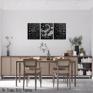 3pcs Scorpio Star Disk Triptych Wall Art, Lines Outline Scorpion & Constellation, Mystery Atmosphere for Bathroom Bedroom Entryway