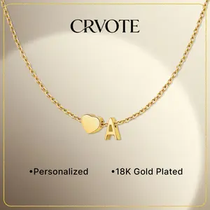 [2026 New Arrival] CRVOTE Heart Initial Necklaces for Women, 18K Gold Plated Name Necklaces, Women's Jewelry A-Z Letter Dainty Pendant Cute Tiny for Mom Daughter Teens