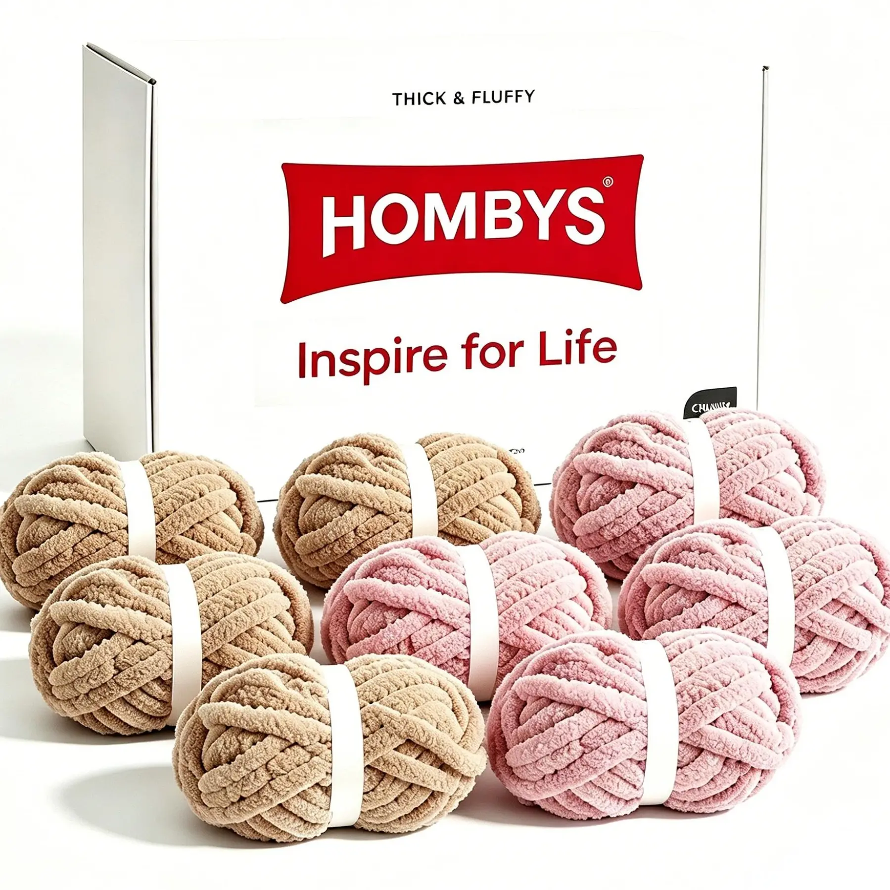 HOMBYS 8 Pack  Chunky Chenille Yarn for hand knitting–Super Soft Jumbo Yarn for Crochet, Hand Knitting Blankets, Pillows & DIY Crafts-Extra Soft Bulky Fluffy