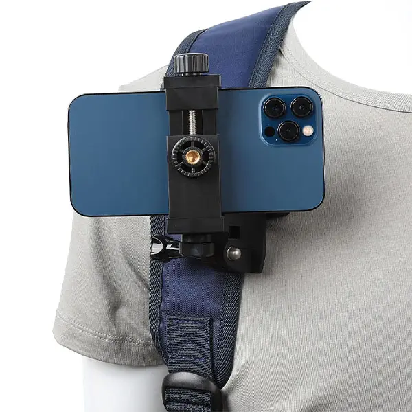 Adjustable Angle Mobile Backpack Clip Mount with Lanyard, Cellphone Holder Accessories for GoPro Hero 13-9 Black, Akaso, Sony Action Cameras, iPhone, Samsung Smartphones - Filming Setup for Action Shooters, Outdoor First-View Live Video Shooting