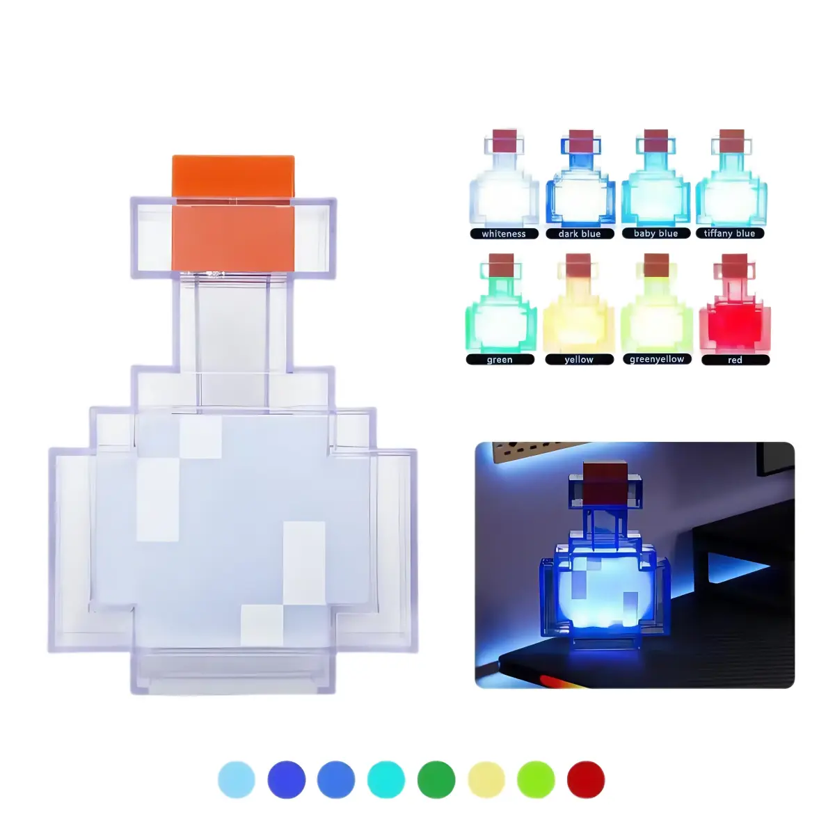 Potion Bottle Design 8 Color Changing for Bedroom,gameroom Portable Unique ,Cute Christmas  party gifts for family&friend,Festive Gift for Gamers