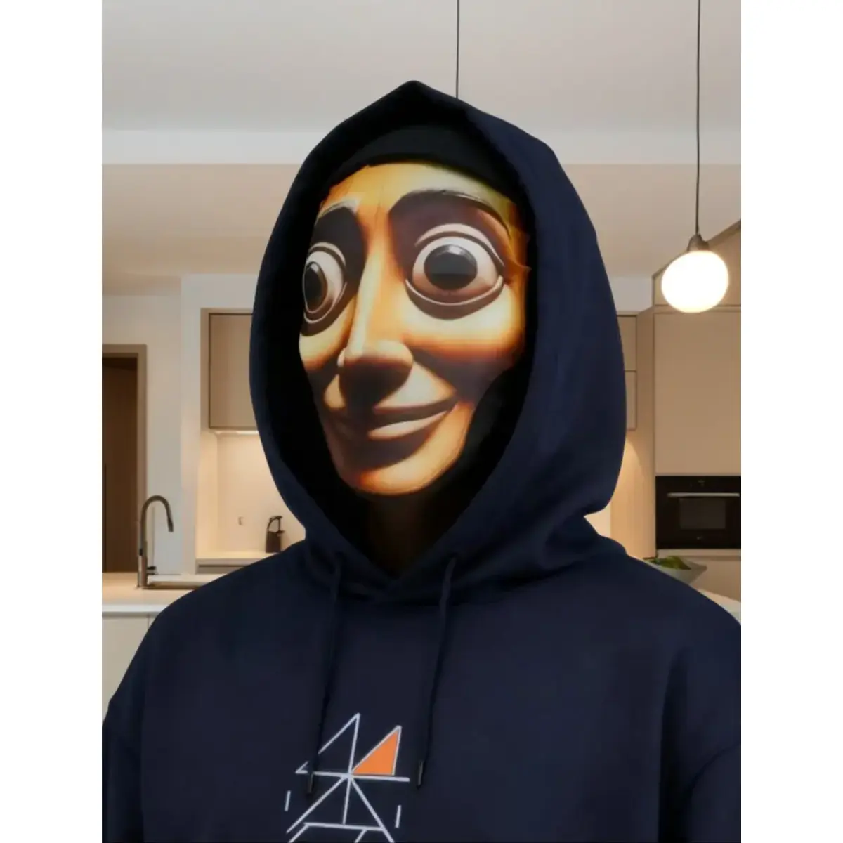 Breathable Full-Face Polyester Knit Costume Mask - Funny Role-Playing Prop, Stylish Print, Ideal for Halloween, Parties (Festive & Party Supplies)