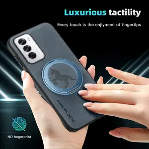 Prancing Horse, 360° Spin Stand with Integrated Magnetic Kickstand for OPPO RENO14/RENO14pro/RENO12/11PRO/10PRO+/9/RENO8LITE/RENO7/FIND X5 LITE/X6 RPO/X7, Luxury faux leather Case for RENO12 Phone Case, Fit for MagSafe and Car Holder
