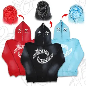 RETRO FULL ZIP UPS - with Screen Printed Y2K Style Streetwear Fashion Designs, Cozy 100% Cotton, and Satin Lined Hood