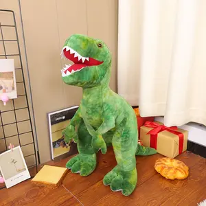 30cm/11.8in Large Realistic T-Rex Dinosaur Plush Toy - Soft & Durable Stuffed Animal with T-Rex Teeth, Tummy Button & Tail - Lifelike Dino Doll & Birthday Gift, Decor, Collectible (Green/Brown)