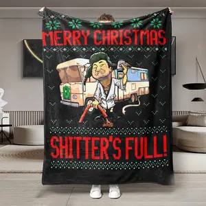 Funny Christmas Flannel Blanket, Cartoon Pattern Blanket, Soft Plush Throw with Cartoon Images, Perfect Gift for Holiday Season, Cozy Sofa Bed Cover