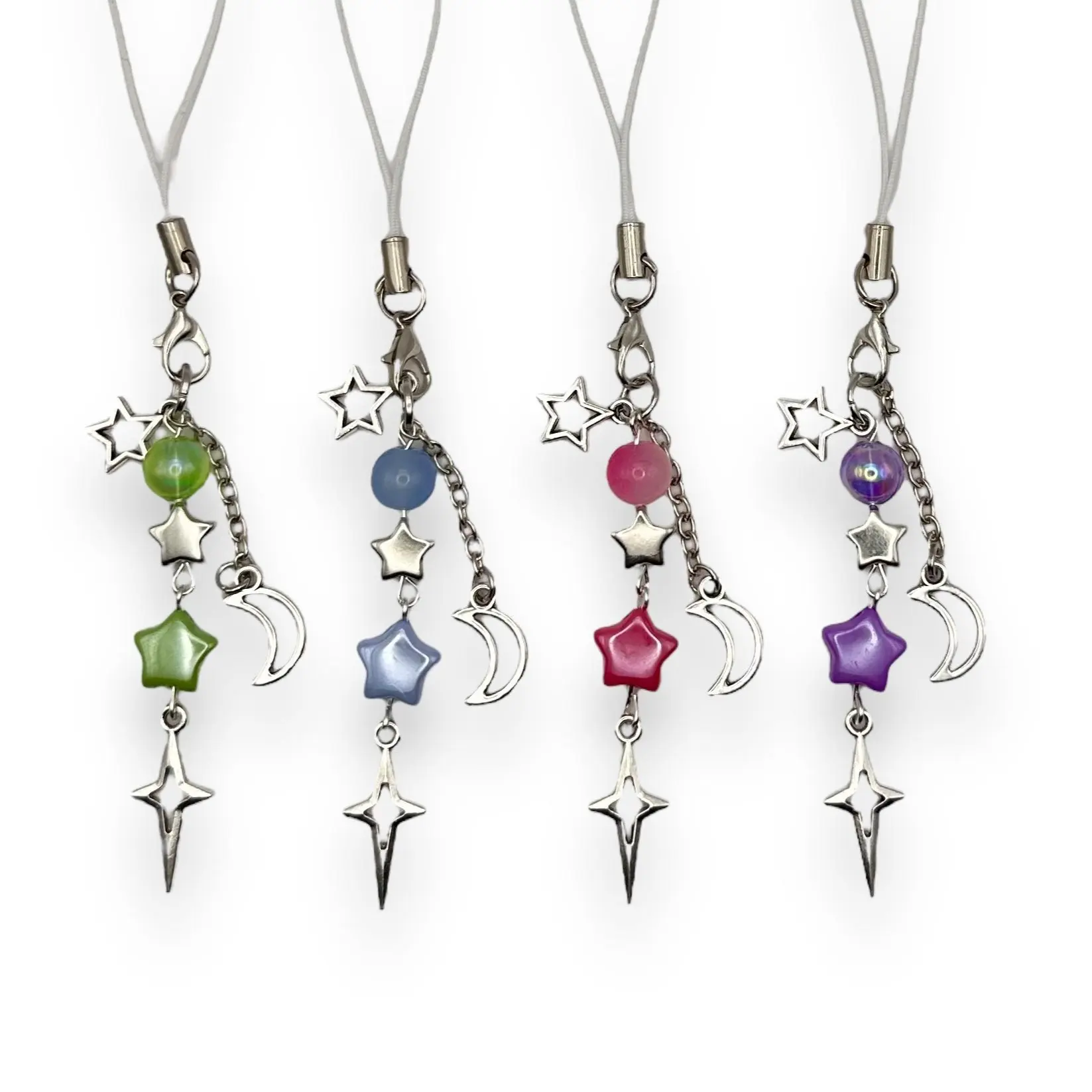 Star and Moon Y2k Jelly Star Keychain with Silver Clasp or Phone Strap
