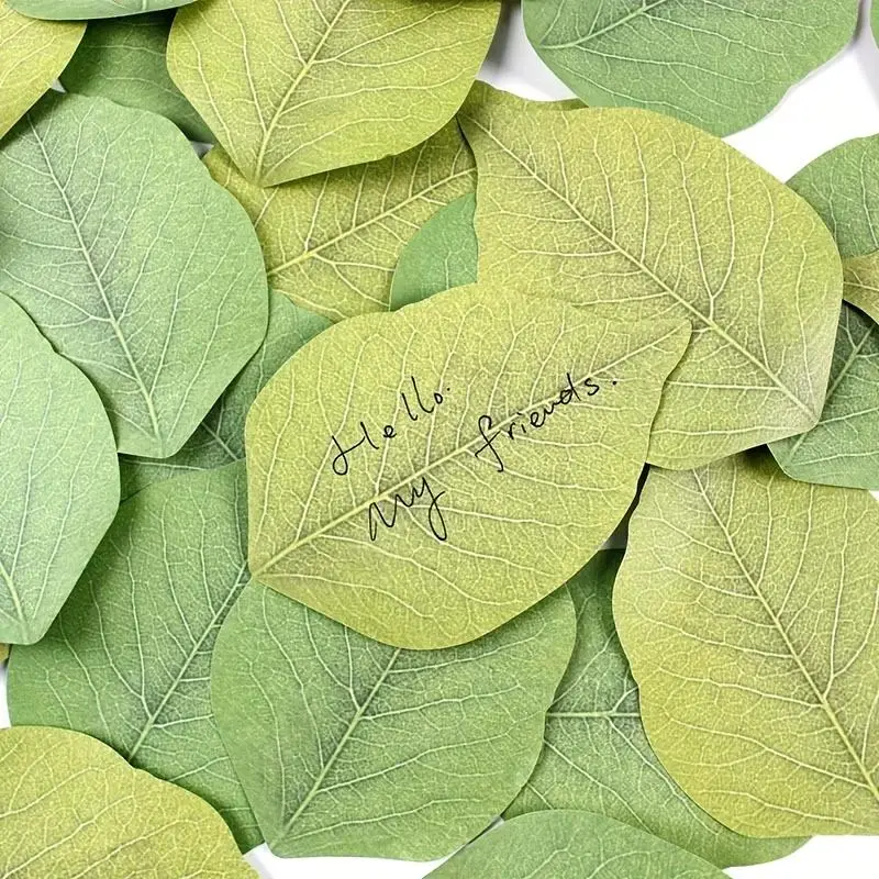 Creative Leaf Shaped Sticky Note, 50/100/200pcs Cute Small Fresh Simulated Tree Leaf Sticky Note, Stationery Supplies for Home School Dormitory Office
