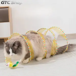 20 Inch Spiral Tunnel Cat Toy Foldable Spring Play Tunnel With Feather Bell Collapsible Interactive Kitten Self Play Supplies Stimulating Durable Pet Accessory Funny Entertainment Toy For Indoor Cats Small Pets Daily Leisure Activity