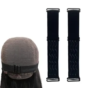 2 count Adjustable Elastic Band for Wigs Removable Wig Band Nonslip Wig Strap Black Elastic Bands for Glueless Wig Making Wig Cap Accessories