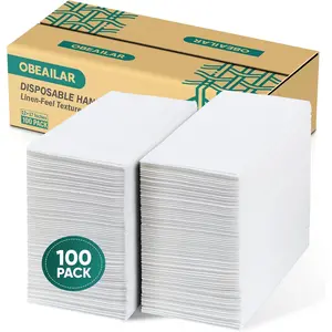 100 pack disposable hand towels for bathroom linenfeel paper hand towels for bathroom disposable hand towels soft absorbent clothlike guest towels disposable bathroom napkins white