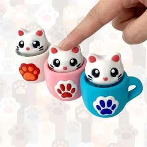 Cat Mellow Clicky Cups Desk Deco – Cute Desk Decor & Stress Relief Accessory for Relaxation and Focus, Satisfying Press Design, Perfect Birthday & Valentine Gift for Her, Him & Expecting Moms