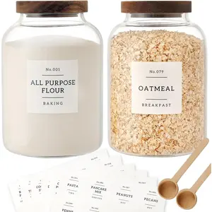 2 count Large Glass Jar with Airtight Lid, Glass  Storage Jars for ,,Cereal, Egg,Flour,Coffee and (70 FL OZ/2000 ml)