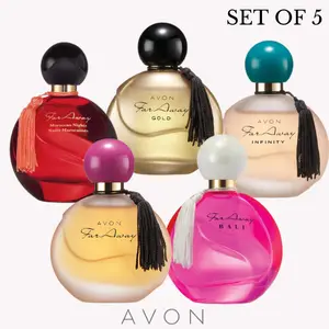 Far Away EDP 1.7 FL. oz. Set, Original, Bali, Gold, Morrocan & Infinity. Set of 5